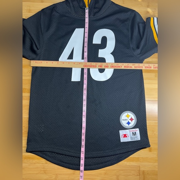 Mitchell & Ness Pittsburgh Steelers Troy Polamalu Black Mesh Hoodie T-Shirt|Sz:M - Picture 6 of 16